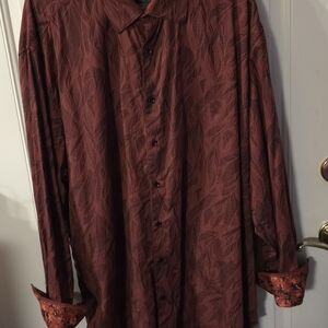 Robert Graham Deep Red Leaf Pattern Shirt